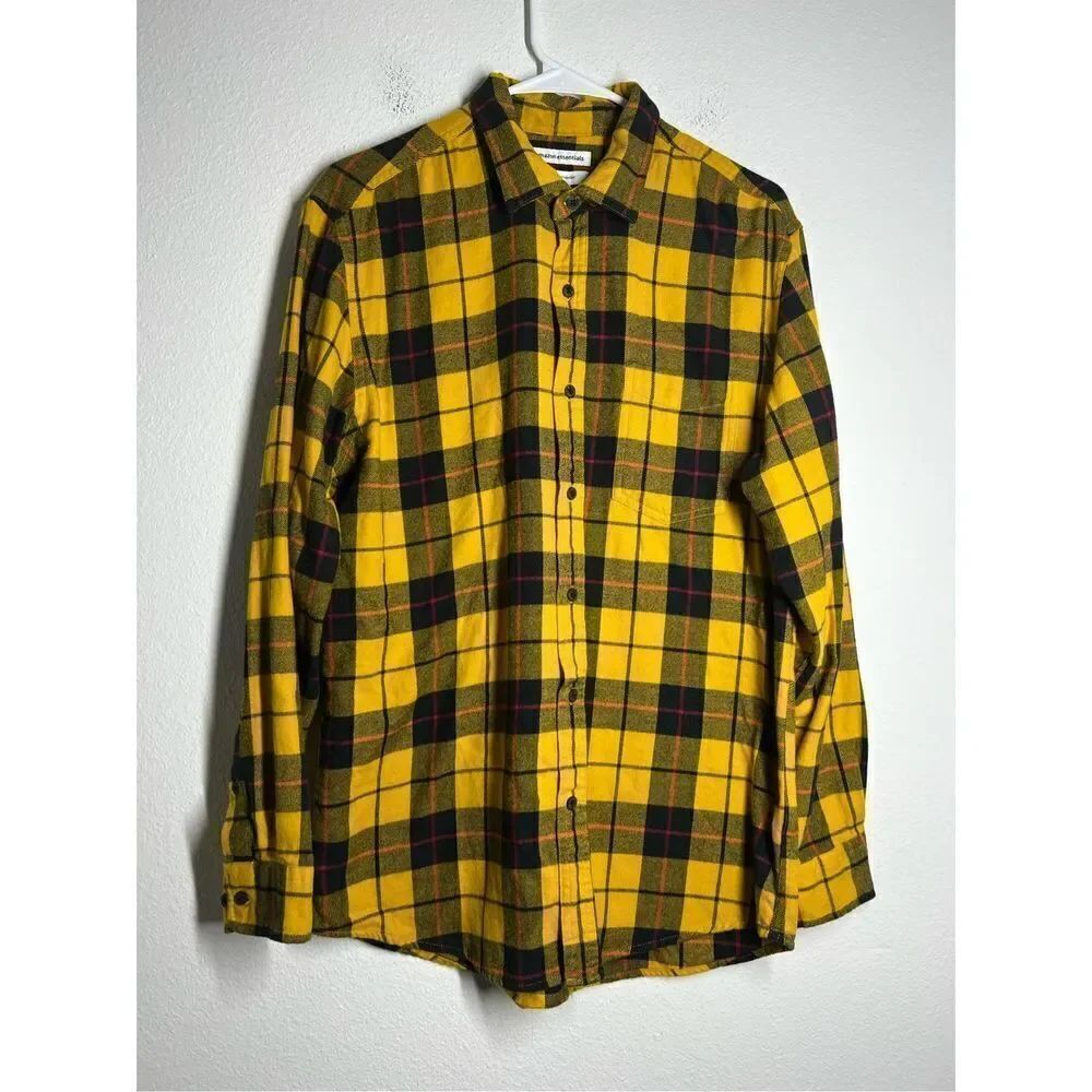 Amazon Essentials Men’s Cotton Plaid Shirt Long Sleeve Regular Fit Buttoned Sz M